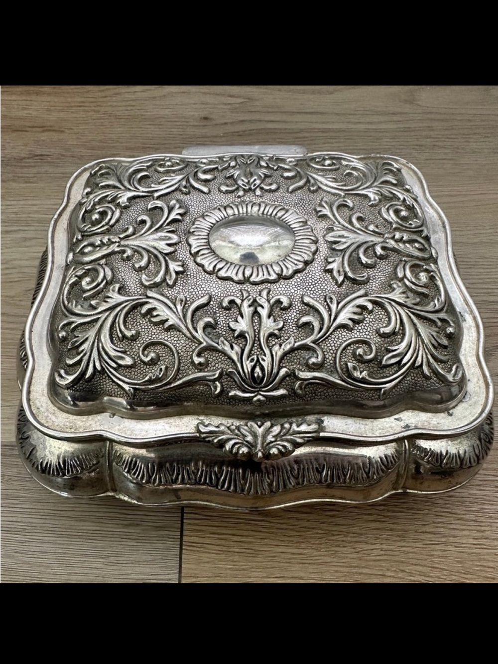Nice Heavy Vintage Godinger Silverplate Victorian Jewelry Box – Red Velvet Lined